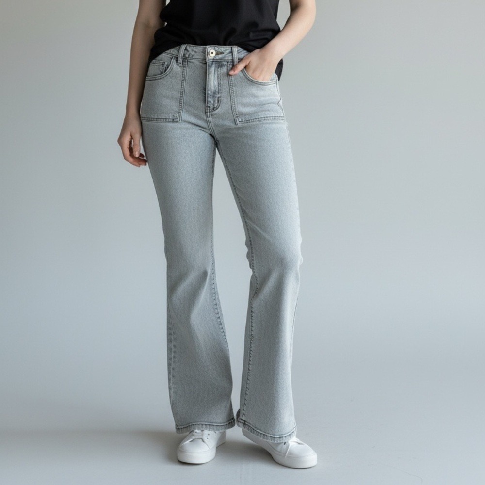 No Boundaries Women 14 Acid Wash Denim Wide Leg Mid Raise Deep Pockets‎ Jeans